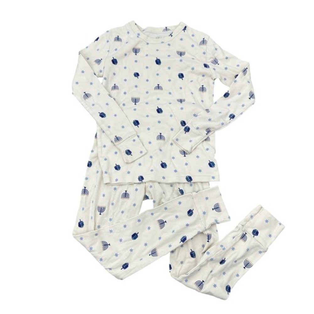 GAP Kids Boys Girls Hanukkah Pajamas Size 8 Organic Cotton Menorah Dreidel Stars
